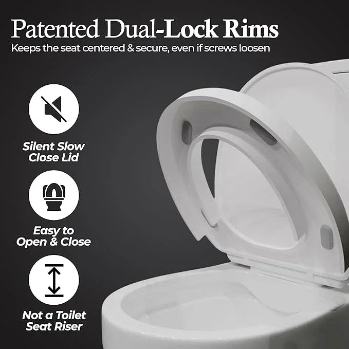Safe Buns Round Toilet Seat - Patented Dual Lock Rims with Four Slip-Resistant Bumpers - Soft Close Toilet Seat with 100% Polypropylene for Durability - Easy Clean & Universal Fit for all Toilets - ModernBath