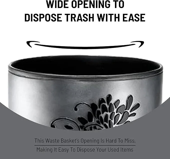 Zahari Home 2pc Erica Bathroom Decor Set Waste Basket for Bathroom & Tissue Cover Modern Classic Decor Stylish Unique Design Beautiful Grey Bathroom Accessories Set - ModernBath