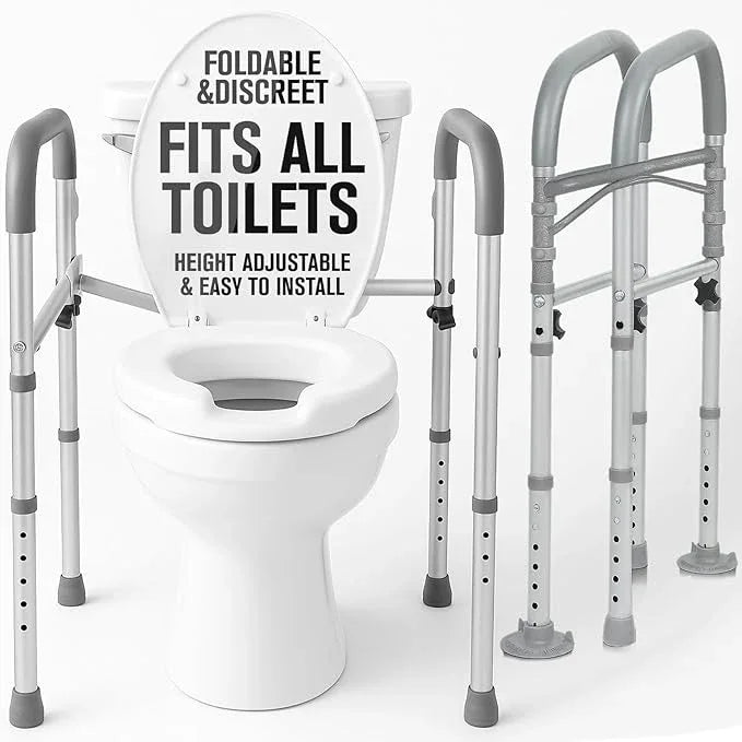 Vive Toilet Safety Rail - Medical Chair for Handicapped & Seniors - Folding Bathroom Frame w/Handles, Arms for Elderly, Disabled - Standalone Grab Bar - Seat Assistance Support Stand Up Assist - ModernBath