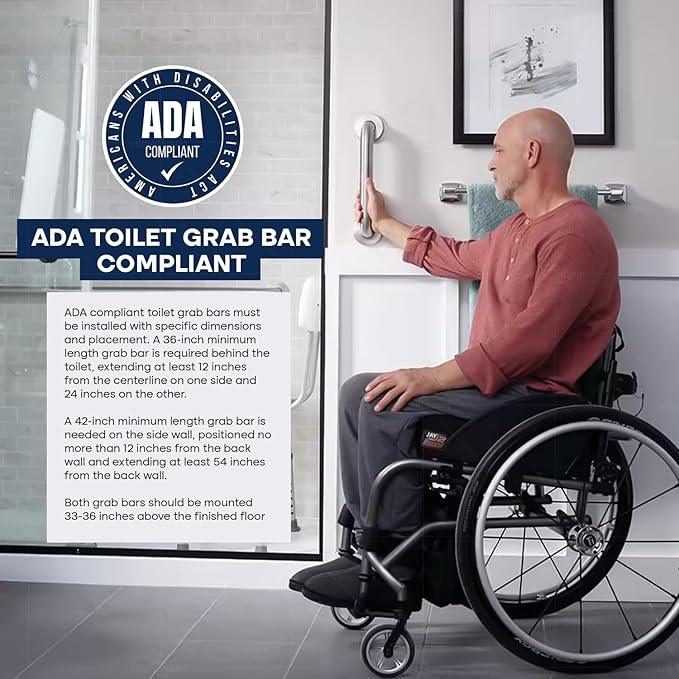 HIGHCRAFT Grab Bar for Bathtubs and Showers, Shower Grab Bars for Seniors and Elderly, Safety Bar for Bathroom 24" x 1.5" ADA Compliant Grab Bar, Heavy Duty Stainless Steel Shower Handle Wall Mount - ModernBath
