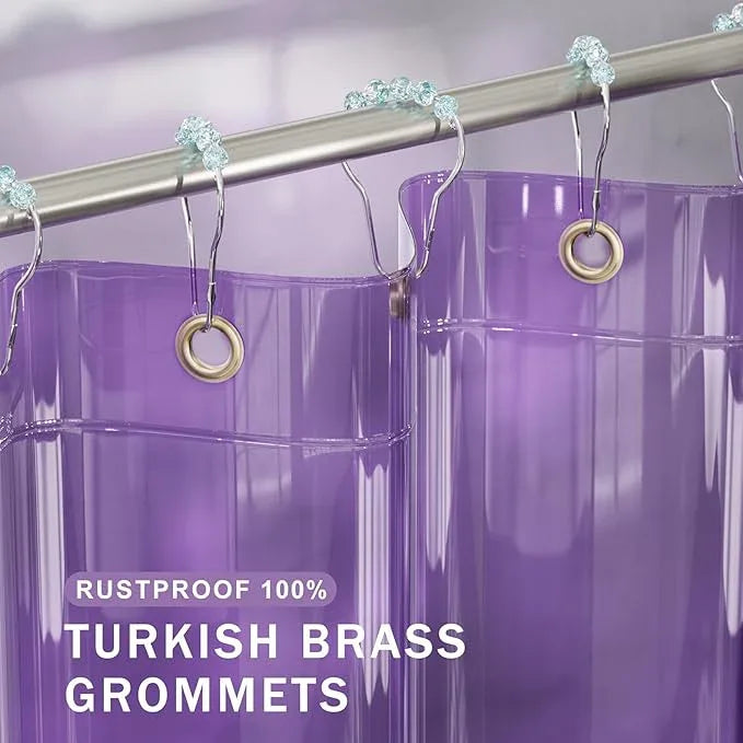 AmazerBath Purple Shower Curtain Liner Luxury, EVA Soft Clear Heavy Duty Shower Curtain and Liner 2-in-1, 72x72 Plastic Weighted Bathroom Liner, 12 Rustproof Grommets & 3 Heavyweight Stones - ModernBath