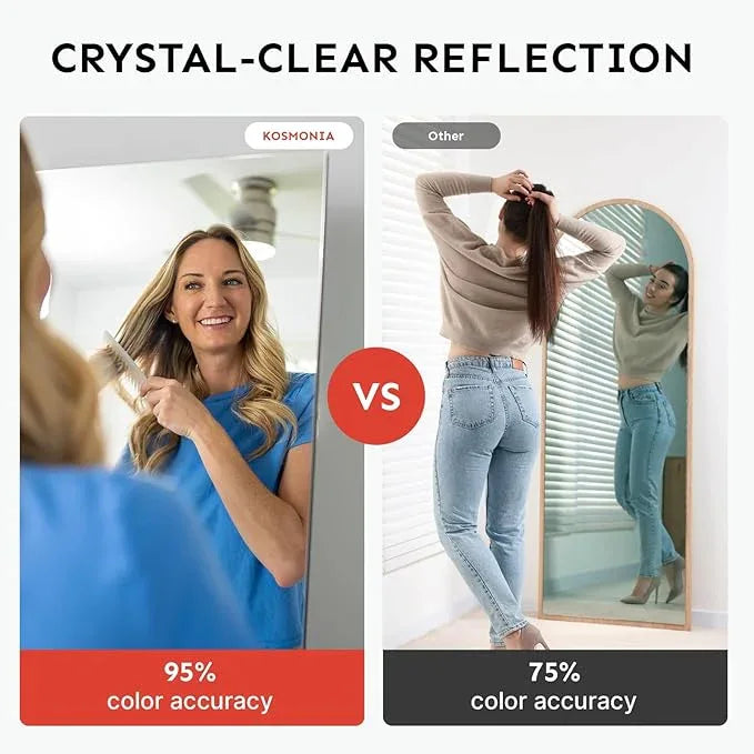 Kosmonia 68x20 Frameless Full Length Silver Coating Mirror w/Distortion Free, HD Reflection &Anti Desilvering, Tempered Glass & Shatter Proof Film Doubling Safety, Easy Setup w/Stand, Wall/Standing - ModernBath