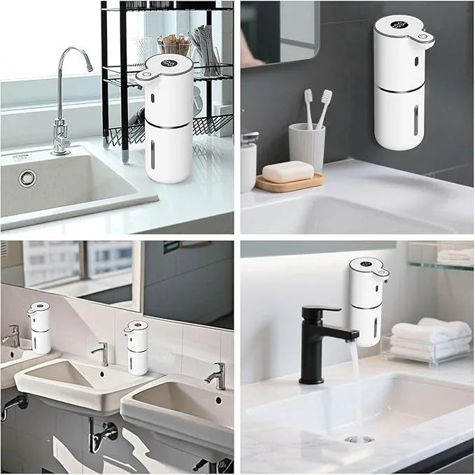 OHIFAST Automatic Foaming Soap Dispenser Touchless, USB Rechargeable Smart Hand Soap Dispenser, 6-Level Adjustable, 12.8oz/380mL Wall Mounted for Bathroom Kitchen Dish Soap-White - ModernBath