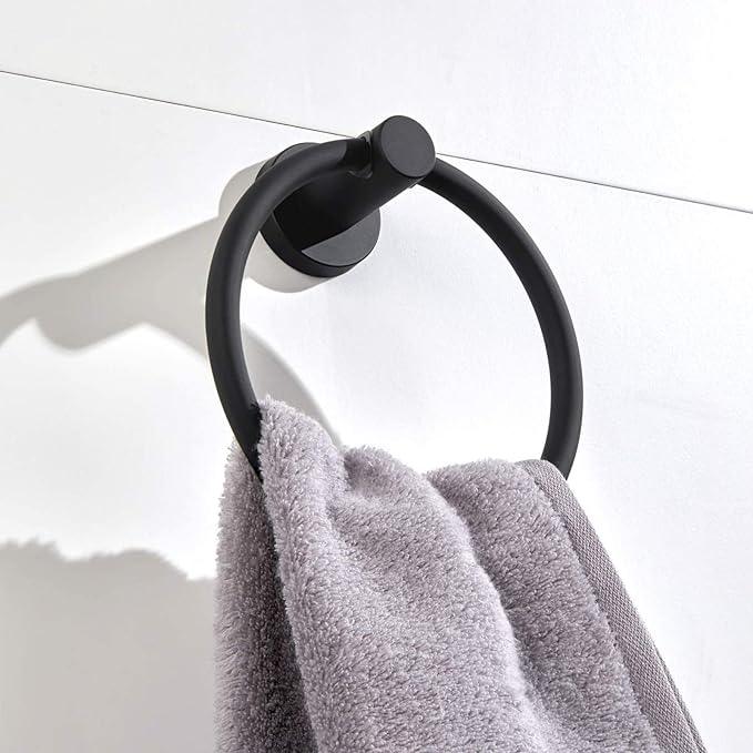 BGL 304 Stainless Steel Towel Ring Hanging Round Simple Black Towel Circular Holder - ModernBath