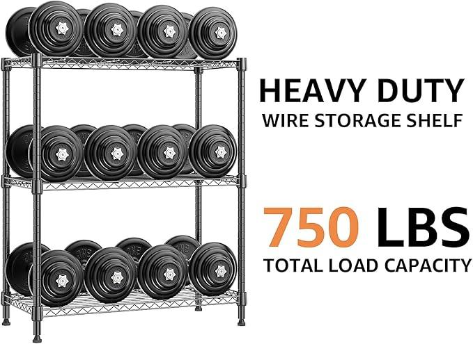750 lbs 3 Tier Storage Rack Metal Wire Shelving Unit, Storage Standing Shelf Organizer for Laundry Bathroom Kitchen Pantry Closet Garage Basement Utility Room, Black 13.8" D x 29.5" W x 35.5" H - ModernBath