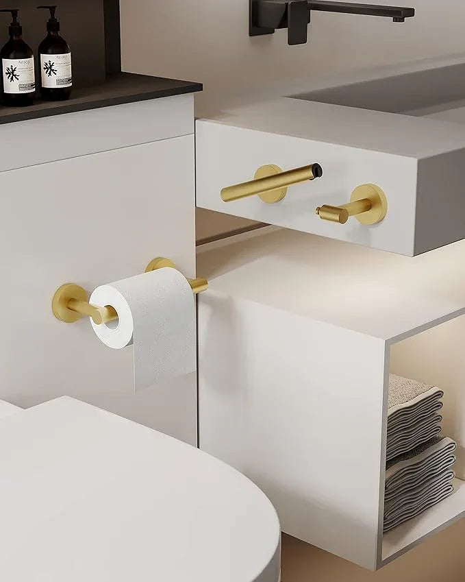 Gold 2 Pack Toilet Paper Holder SUS304 Stainless Steel Double Post Pivoting Toilet Paper Roll Holder Wall Mounted Toilet Tissue Holder for Commercial Bathroom RV - ModernBath