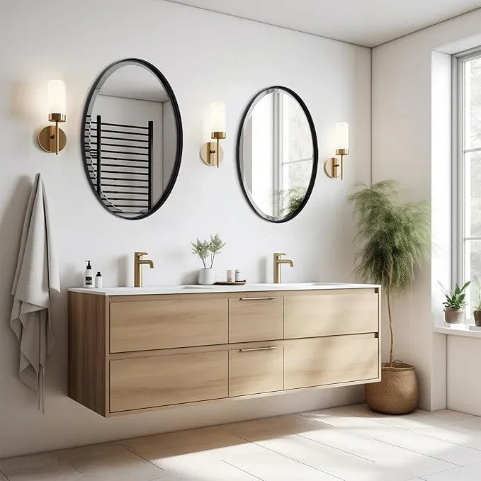 POZINO Matte Black Oval Beveled Mirror, 20"x28" Bathroom Mirror for Over Sink, Modern Rounded Vanity Wall Mirrors for Bedroom Living Room Entryway Fireplace, Wall Mount Hangs Horizontal Or Vertical - ModernBath
