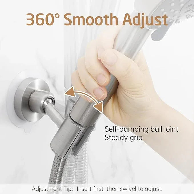 KES All Metal Shower Head Holder Adhesive, Handheld Shower Head Holder Wall Mount with Dual-Size Opening for Standard & Oversized Shower Hose, Adjustable Shower Wand Holder, Brushed Steel, C208DF-BS - ModernBath