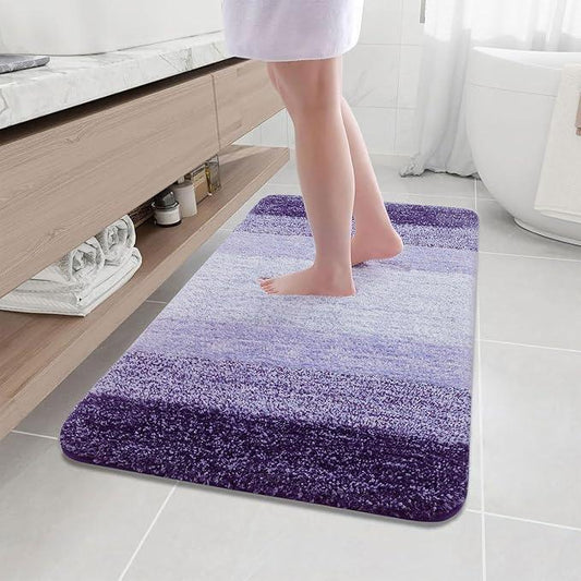 Arotive Microfiber Bathroom Rugs, Shaggy Soft and Absorbent Bath Rug, Non-Slip, Thick Plush Machine Washable Dry Bath Mats for Bathroom, Tub and Shower, 45x27, Dark Purple, Rectangular - ModernBath
