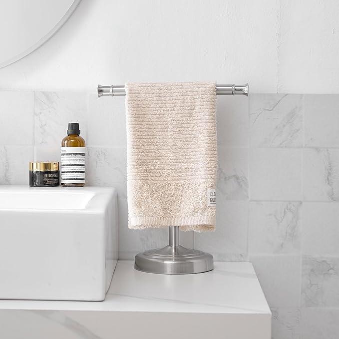 RUMOSE 13 Inch Brushed Nickel Towel Stand Hand Towel Holder Bathroom Kitchen Vanity Countertop T-Shape Towel Rack Free Standing Stainless Steel Towel Bar Towel Ring - ModernBath
