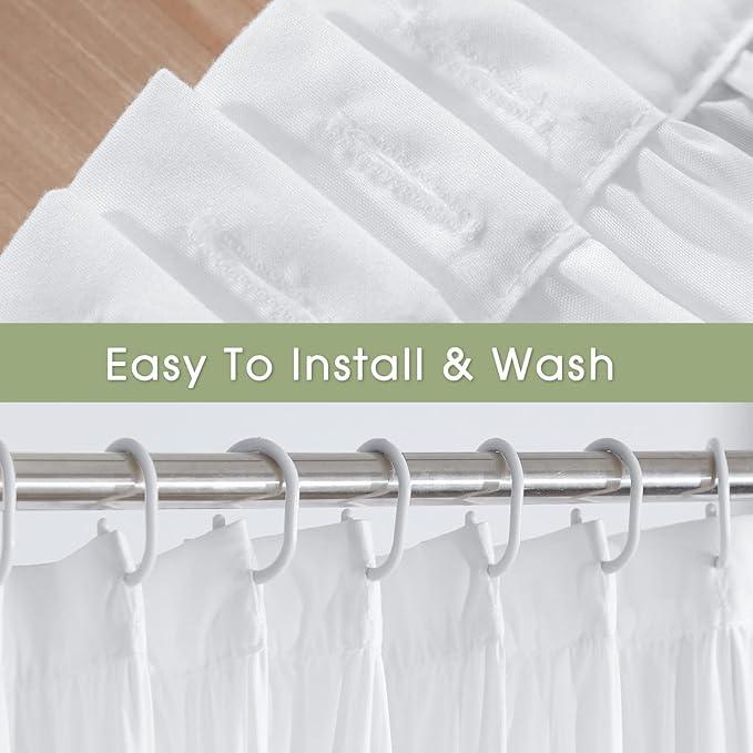 Homechoice Decor Victorian Ruffle Shower Curtain, Vintage Handcrafted Bow Tie Bath Curtain for Master Bathroom, Ruched Microfiber Bathroom Curtain with 12 Buttonholes, 72" W x 84" H, White (LQ-10) - ModernBath