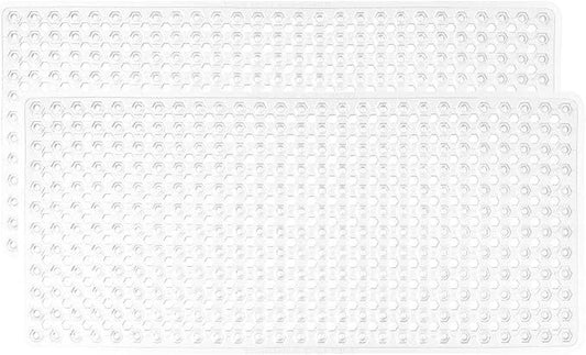GORILLA GRIP Patented Bath Tub Shower Mat, 2 Pack, Machine Washable Bathtub Floor Liner Mats, Suction Cups and Drain Holes to Keep Tubs Clean, Soft on Feet, Bathroom Essentials, 35x16 Inch, White - ModernBath