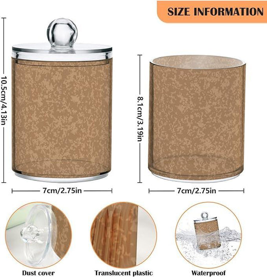 Tatenale Qtip Holder Bathroom Set Q tip Cotton Ball Swab Pad Dispenser Container Organizer Plastic Jars with Lids Storage 2Pack Abstract Brown - ModernBath