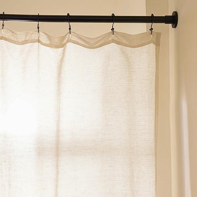 Preston Lane Stonebridge Linen Cotton Shower Curtain, 72" x 72" – 67% Linen 33% Cotton Blend, Fabric Bathroom Curtain with Reinforced Holes with Stitching, Made in Portugal, Alabaster - ModernBath