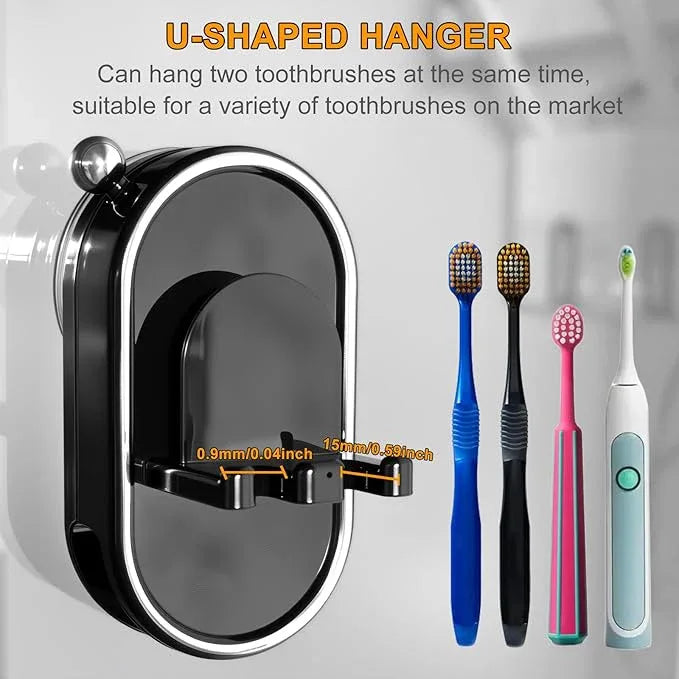 Botsparty Toothbrush Holder Wall Mounted with Toothpaste Holder & Detachable Cup - Removable Suction Cup in Bathroom Sink, Shower - Space Saving, Ventilation Design for Family, Renters - ModernBath