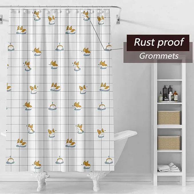 TIKABC Shower Curtain Liner, 4G PEVA Corgi Shower Liner, Plastic Waterproof Shower Curtains, 72x72 inch with Grommet Holes 3 Magnetic Weights - ModernBath