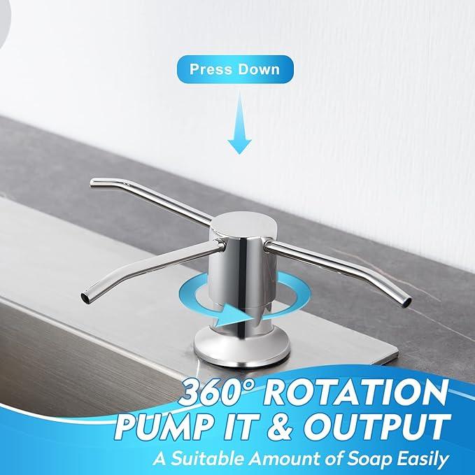 CREA Chrome Built-in Soap Dispenser for Kitchen Sink,Stainless Steel Kitchen Dish Soap Dispenser Pump,in Counter Soap Dispensers Under Sink Mouted Set 39" Tube 17oz Large Bottle - ModernBath