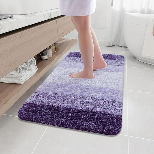 Arotive Microfiber Bathroom Rugs, Shaggy Soft and Absorbent Bath Rug, Non-Slip, Thick Plush Machine Washable Dry Bath Mats for Bathroom, Tub and Shower, 44x24, Dark Purple, Rectangular - ModernBath