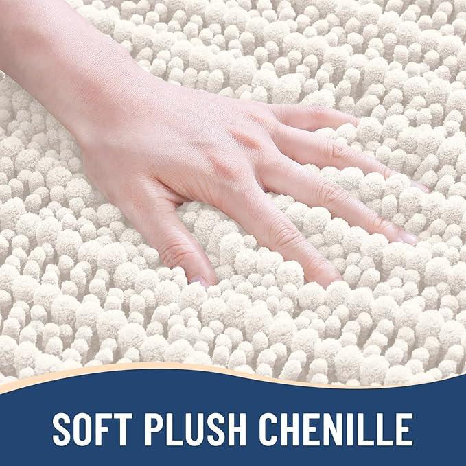 Arotive Luxury Chenille Bathroom Rug Mat, Extra Soft Thick Absorbent Shaggy Bath Rugs, Non-Slip Machine Wash Dry, Plush Bath Mats for Bathroom, Shower and Tub, 30x20, Ivory - ModernBath