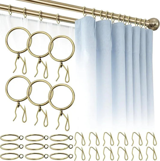 CONAMEI 50 Pcs Curtain Rings and Hooks 1.52 Inch - Stainless Steel Shower Curtain Rings and Hooks with Eyelets for Curtains Rods and Bathroom Shower Rods, Bronze - ModernBath
