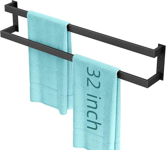 Double Towel Bar, 32Inch Towel Rack for Bathroom,Towel Holder Wall Mounted, Double Towel Rod Towel Rail Hanger for Wall, Kitchen (Matte Black) - ModernBath