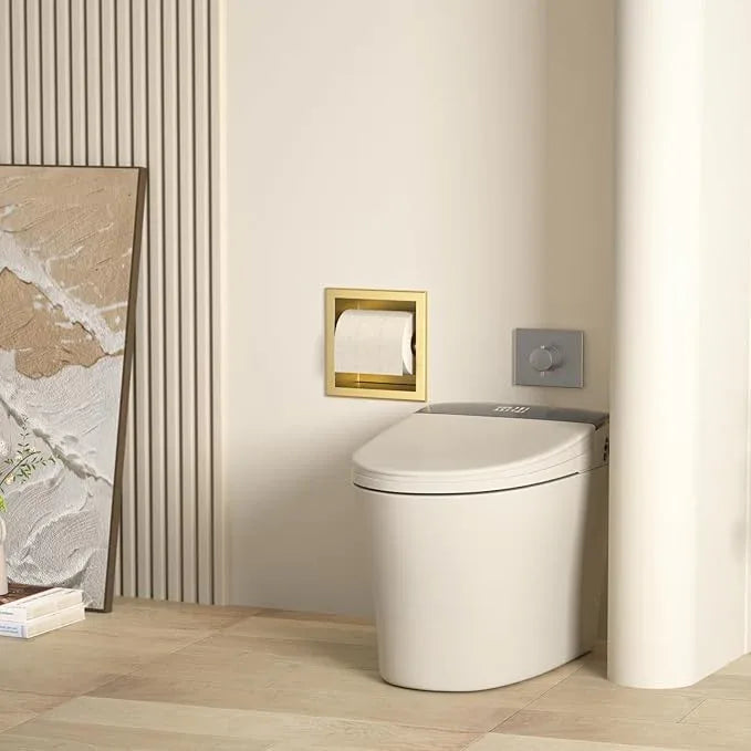 Toilet Paper Holder, in Wall Toilet Roll Holder for Bathroom Renovation, 304Stainless Steel Recessed Toilet Tissue Holder (Golden) - ModernBath