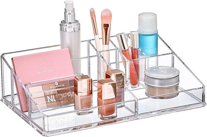 Amazing Abby - Tiffany - Acrylic Cosmetic Organizer, Transparent Plastic Makeup Holder, Compartmented, Shatter-Proof, Perfect Bathroom Vanity Storage Solution for Beauty Supply, Large - ModernBath
