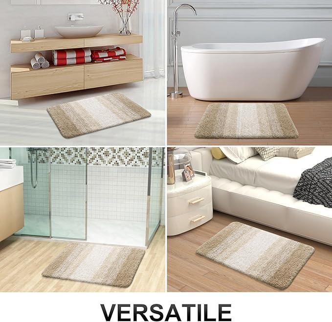 OLANLY Bathroom Rugs Mat 30x20, Extra Soft Absorbent Microfiber Bath Rugs, Rubber Backing, Quick Dry, Machine Washable Bath Mats for Bathroom Floor, Tub and Shower, Home Decor Accessories, Tan - ModernBath