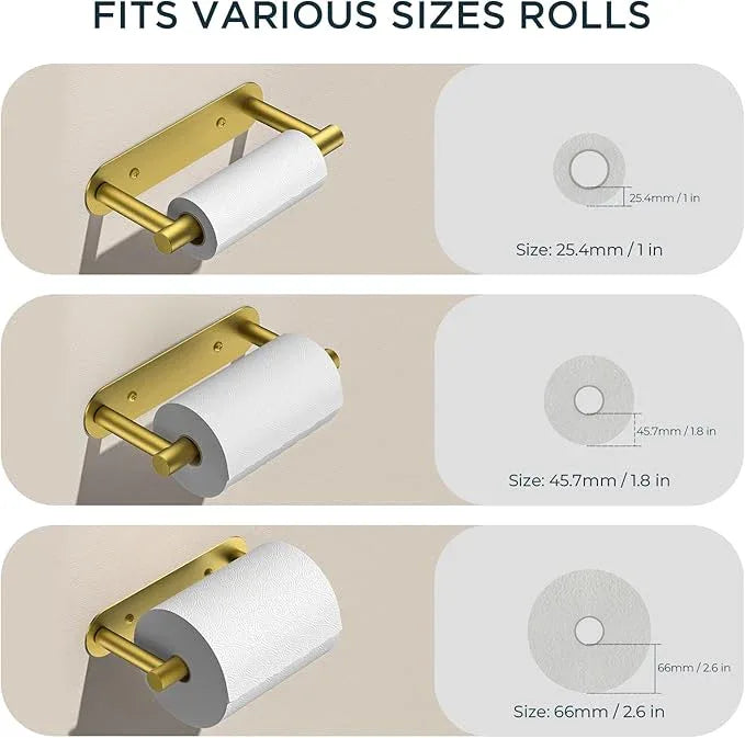 FORIOUS Toilet Paper Holder, Adhesive or Screw Wall Mount Pivoting Tissue Roll Holder for Bathroom, Stainless Steel Rustproof Self Adhesive Toilet Paper Roll Dispenser no Drilling, Brushed Gold - ModernBath