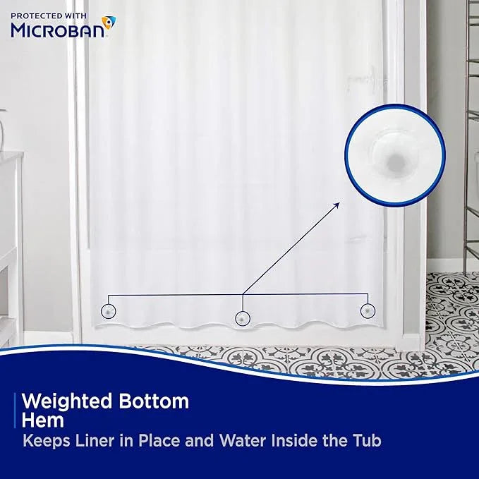 Kenney MB61158 Microban Protected Medium Weight 4.8 Gauge Waterproof PEVA Shower Curtain Liner with Rust-Resistant Metal Grommets and Weighted Magnetic Hem for Bathroom, 70" W x 72" H, Frosted, 1-Pack - ModernBath