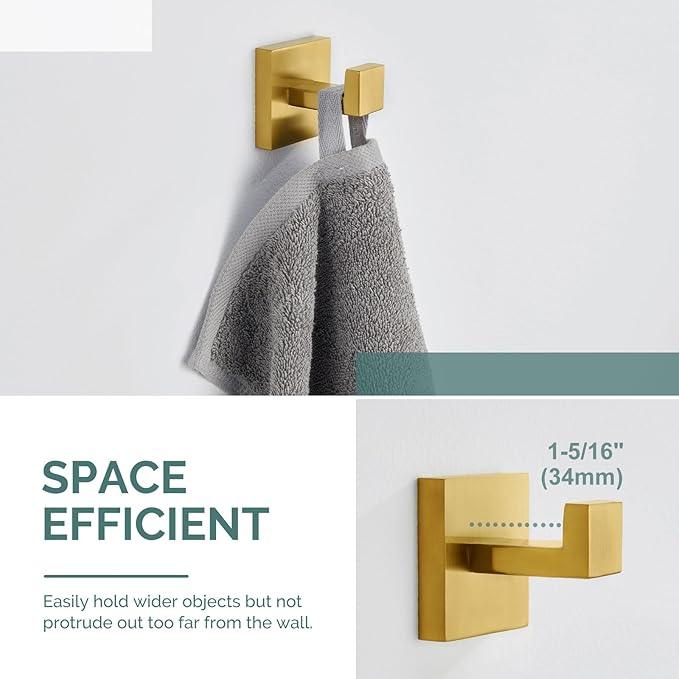 Angle Simple Towel Hook, SUS 304 Stainless Steel Hand Towel Holder for Bathroom, Wall Coat Hook, Brushed Gold - ModernBath
