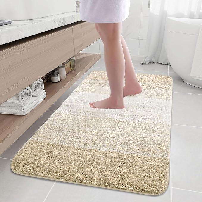 Arotive Microfiber Bathroom Rugs, Shaggy Soft and Absorbent Bath Rug, Non-Slip, Thick Plush Machine Washable Dry Bath Mats for Bathroom, Tub and Shower, 50x30, Light Beige, Rectangular - ModernBath