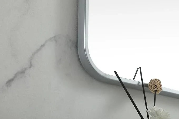 ARS Concepts Aura, Soft Corner Metal Square Mirror 30X30 Inch in, Modern, Silver - ModernBath
