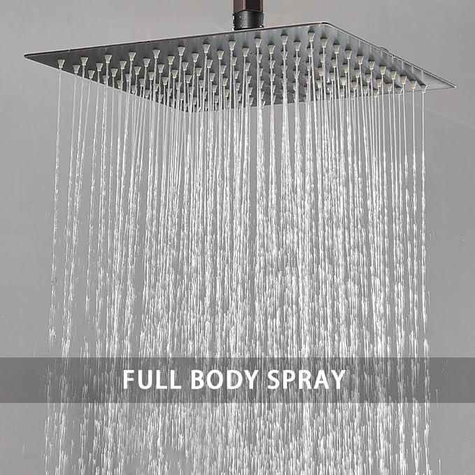 Heable Oil Rubbed Bronze 10 Inch Rain Shower Head Ceiling Mount with Handheld, 59 Inch Hose, Mixer Valve, Bracket Holder, Rain Setting, 1 Handle, Brass, Stainless Steel, Shower Kit - ModernBath