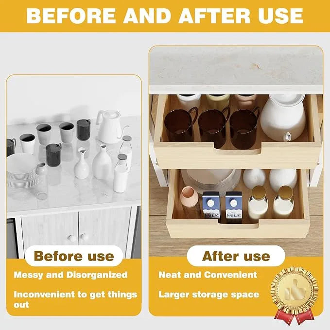 Pull Out Cabinet Organizer, 23''W×21''D×16''H Soft Close Slide Out Wooden Pull out Drawers, Double Tier Slide out Wood Cabinet Organizer, for Base Cabinet Organization in Kitchen, Pantry, Bathroom - ModernBath