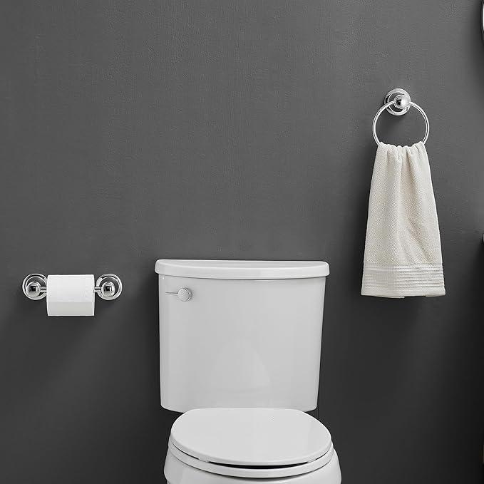 RUMOSE Toilet Paper Holder and Hand Towel Ring Polished Chrome Wall Mount Bathroom Hardware Accessories 2 PCS Set Flexible Pivoting Toilet Tissue Roll Holder and Towel Hanger, Stainless Steel - ModernBath