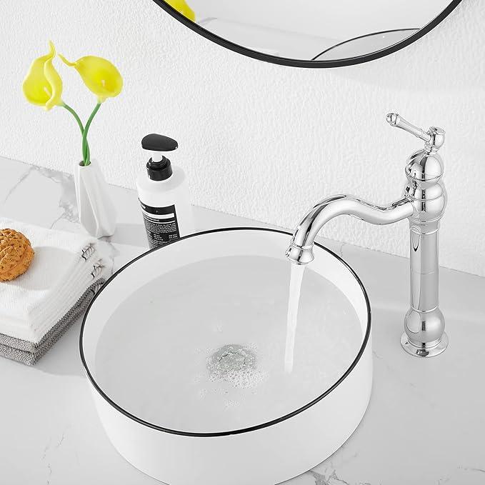 GGStudy 360° Swivel Chrome Single Handle One Hole Bathroom Sink Faucet Matching with Pop Up Drain - ModernBath
