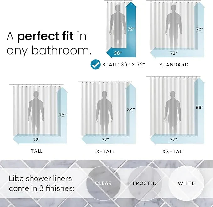 LiBa Bathroom Shower Curtain - Waterproof Plastic Shower Curtain Premium PEVA Non-Toxic with Rust Proof Grommets Clear 8G Heavy Duty Bathroom Accessories 36x72 - ModernBath