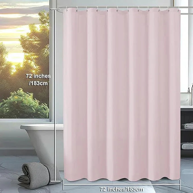 OVZME Zora Blush Pink Shower Curtain, Fabric Shower Curtain for Bathroom - Soft Cloth Hotel Spa Quality, Water Repellent Bath Curtain, Washable Shower Curtain Set with 12 Hooks, Grommets Top, 72Wx72L - ModernBath
