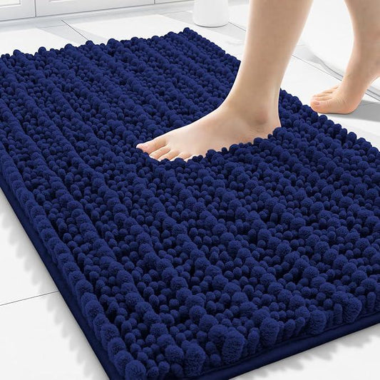 Smiry Bathroom Rugs Mat 30x20, Extra Soft Absorbent Chenille Bath Rugs, Non Slip Rubber Backing Machine Washable Quick Dry Bath Mats for Bathroom Floor, Tub, Shower, Home Decor Accessories, Navy Blue - ModernBath
