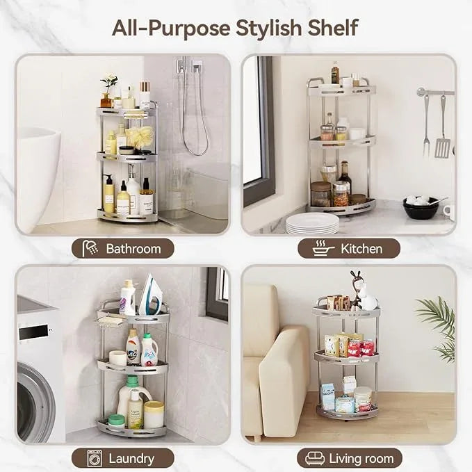 Corner Shower Caddy Standing, 3-Tier Rustproof Shower Organizer with Soap Holder, Aluminum Shower Shelf Stand for Bathroom Storage, Siver - ModernBath
