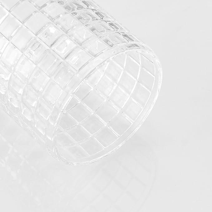 Indecor Home Glass Cotton Jar Holder Silver Lid, Elegant Bathroom Storage Canister for Qtips, Cotton Balls, Floss, Makeup Organizer, Vanity Bathroom Organization - ModernBath