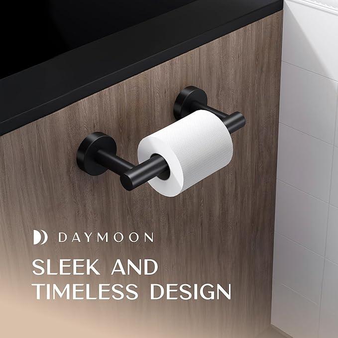 Day Moon™ Matte Black Toilet Paper Holder - Wall Mount Modern Roll Holder for Bathroom - ModernBath