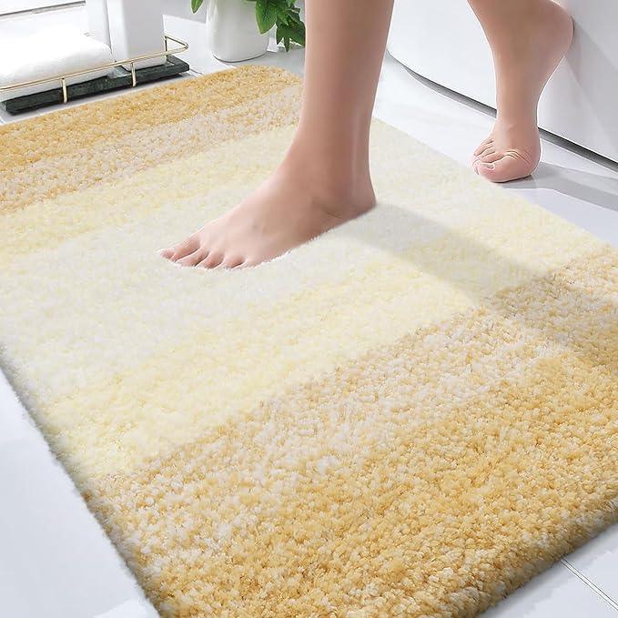 OLANLY Bathroom Rugs Mat 30x20, Extra Soft Absorbent Microfiber Bath Rugs, Rubber Backing, Quick Dry, Washable Bath Mats for Bathroom Floor, Tub and Shower, Home Decor Accessories, Light Yellow - ModernBath