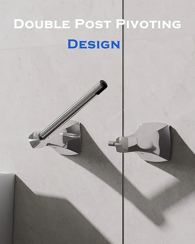 Polished Chrome Toilet Paper Holder Bathroom Double Post Pivoting Tissue Roll Holder Stainless Steel and Zinc Alloy Wall Mount - ModernBath