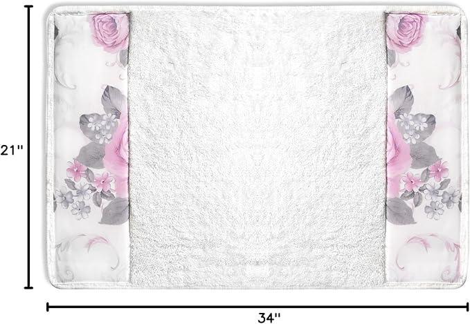 Zahari Home Michelle Bathroom Rug Luxury Bath Rug Washable Beautiful Shower Mat Unique Design Stylish Non Slip Shower Mat Floral Rug Bath Shower Tub Decor - ModernBath