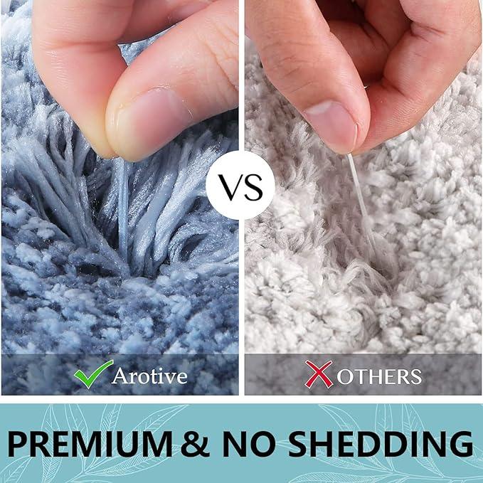 Arotive Microfiber Bathroom Rugs, Shaggy Soft and Absorbent Bath Rug, Non-Slip, Thick Plush Machine Washable Dry Bath Mats for Bathroom, Tub and Shower, 30x17, Light Blue, Rectangular - ModernBath