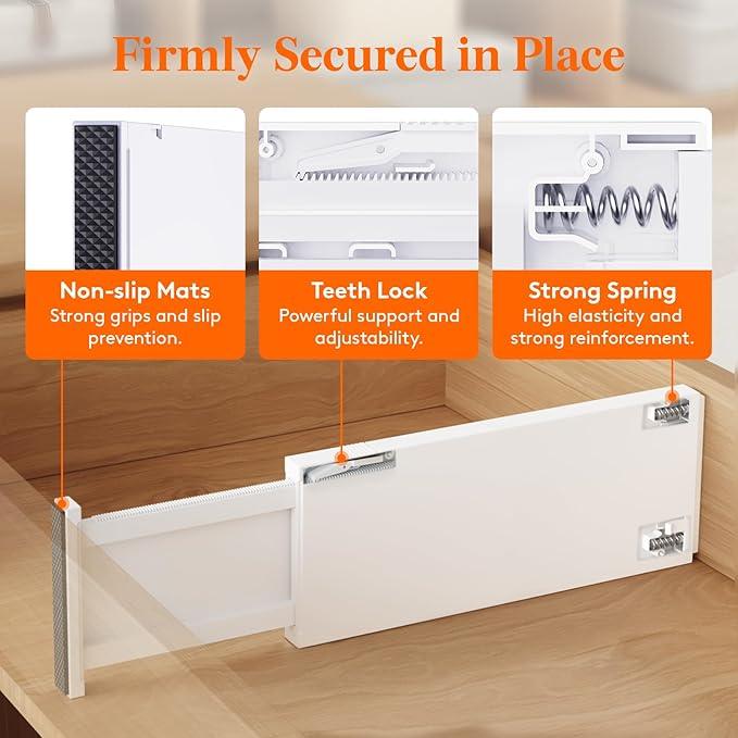 Lifewit 6 Pack Drawer Dividers 5" High, 13.5-22" Adjustable Clothes Organizers, Expandable Dresser Separators in Bedroom/Bathroom/Kitchen/Office, PLS5 - ModernBath