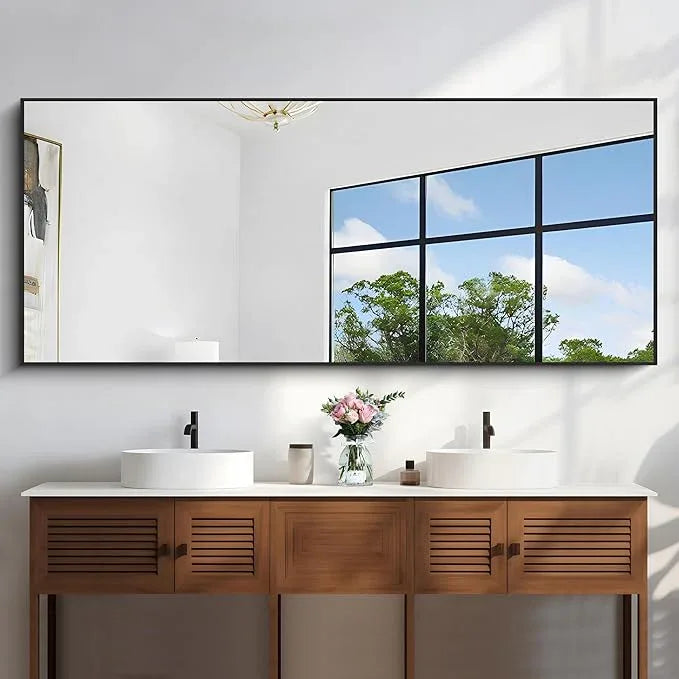 KOCUUY 72x30 Inch Large Black Wall Mounted Mirror,Aluminum Framed Decorative Rectangular Bathroom Mirror for Wall Over Sink,Vanity Mirror for Bedroom Living Room Bathroom,Functional Oversized Mirror - ModernBath
