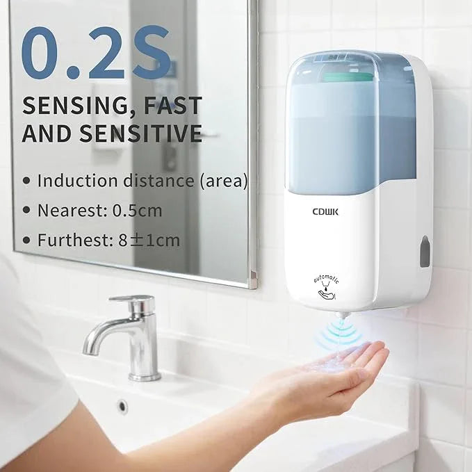 Automatic Soap Dispenser Wall Mount, 33.8oz/1000ml Dish Soap Dispenser for Bathroom, Touchless Electric Commercial Soap Dispensers Kitchen, White - ModernBath